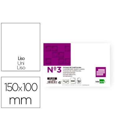 Ficha liderpapel lisa nº3 100x150mm paquete de 100 180g